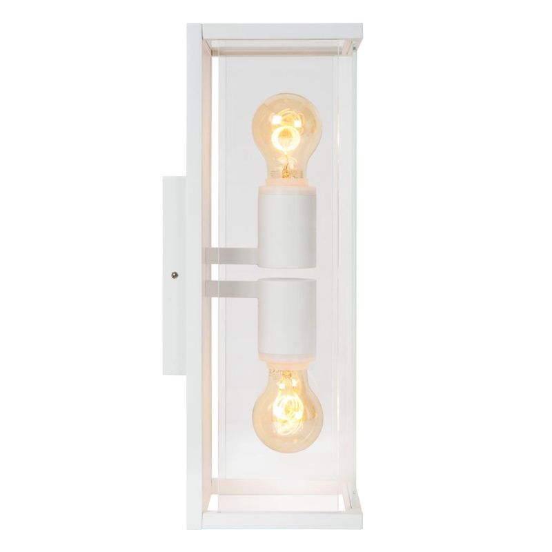 Lucide CLAIRE - Nástenné svietidlo Vonkajšie - 2xE27 - IP54 - Biele